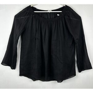 Giada Forte Top Womens 2X Blouse Black Semi Sheer Cotton Blend Lightweight